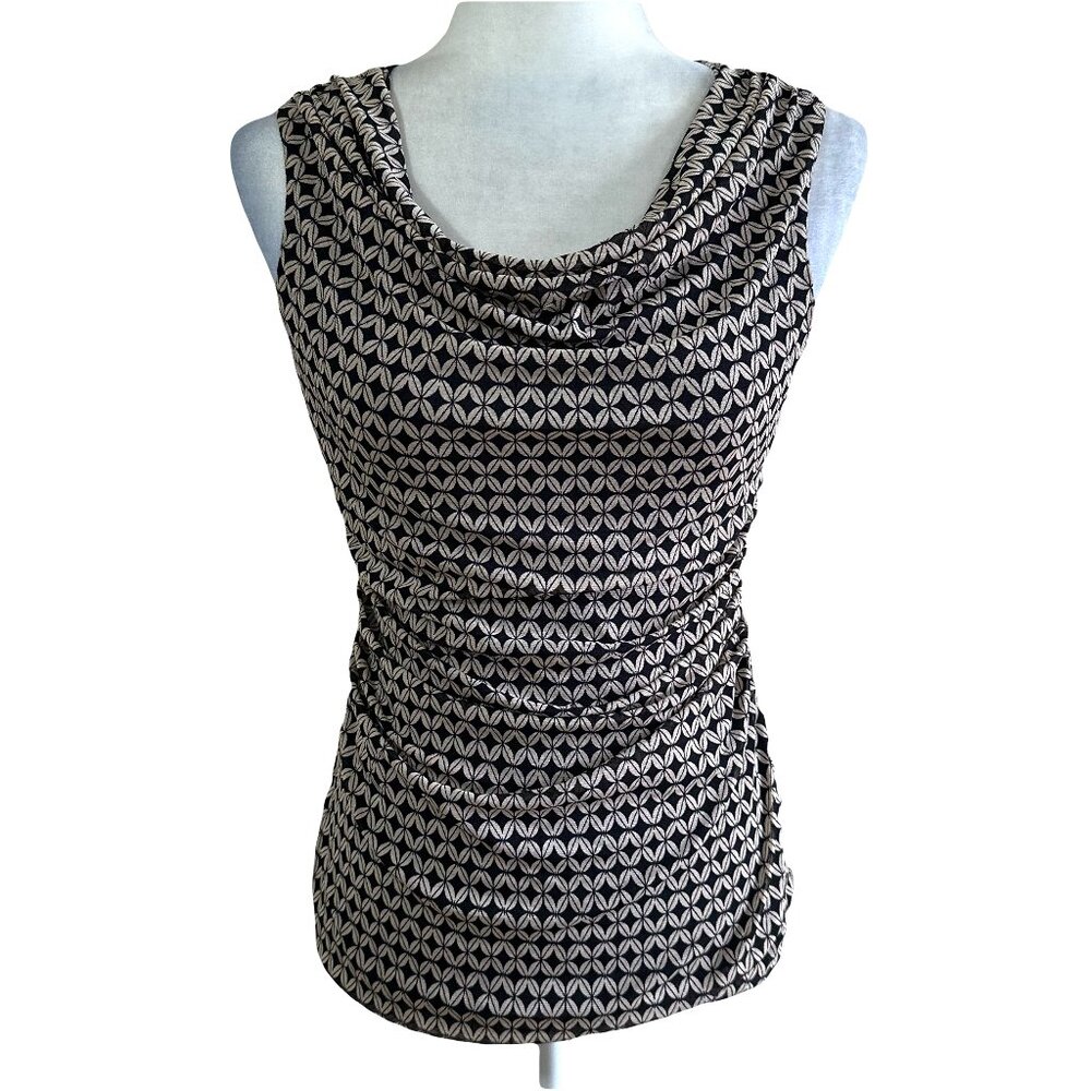 Cable & Gauge Vtg Y2K 2000s Print Cowl Stretchy Blouse